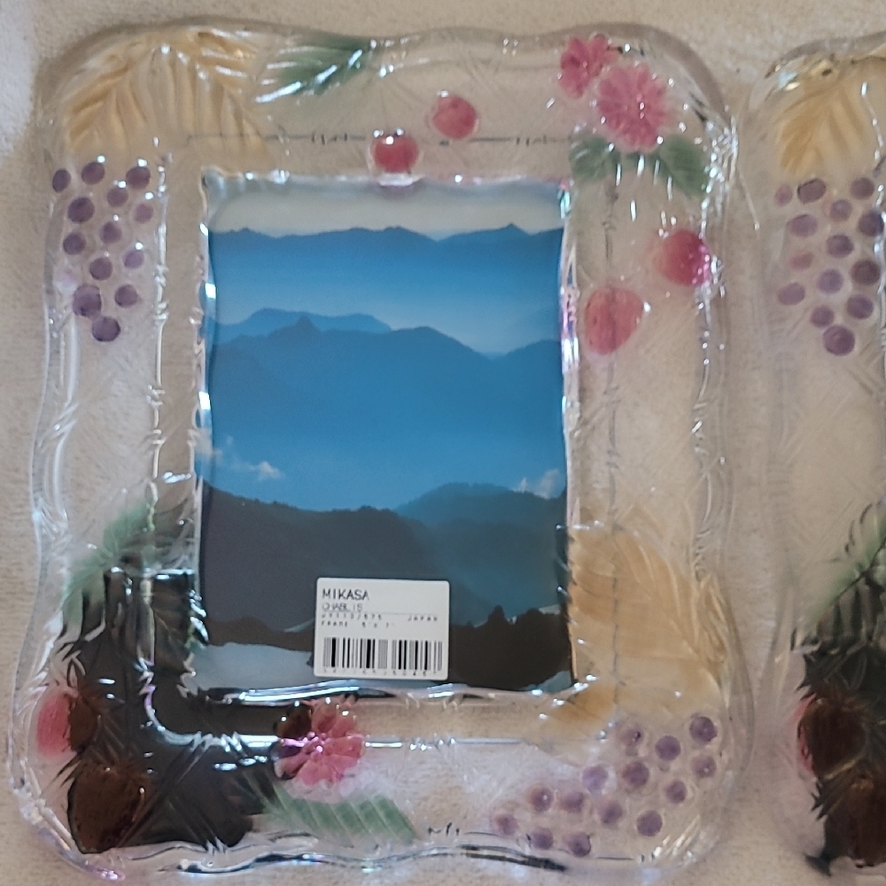 Mikasa Glass Frame with Pink and Purple Floral Design